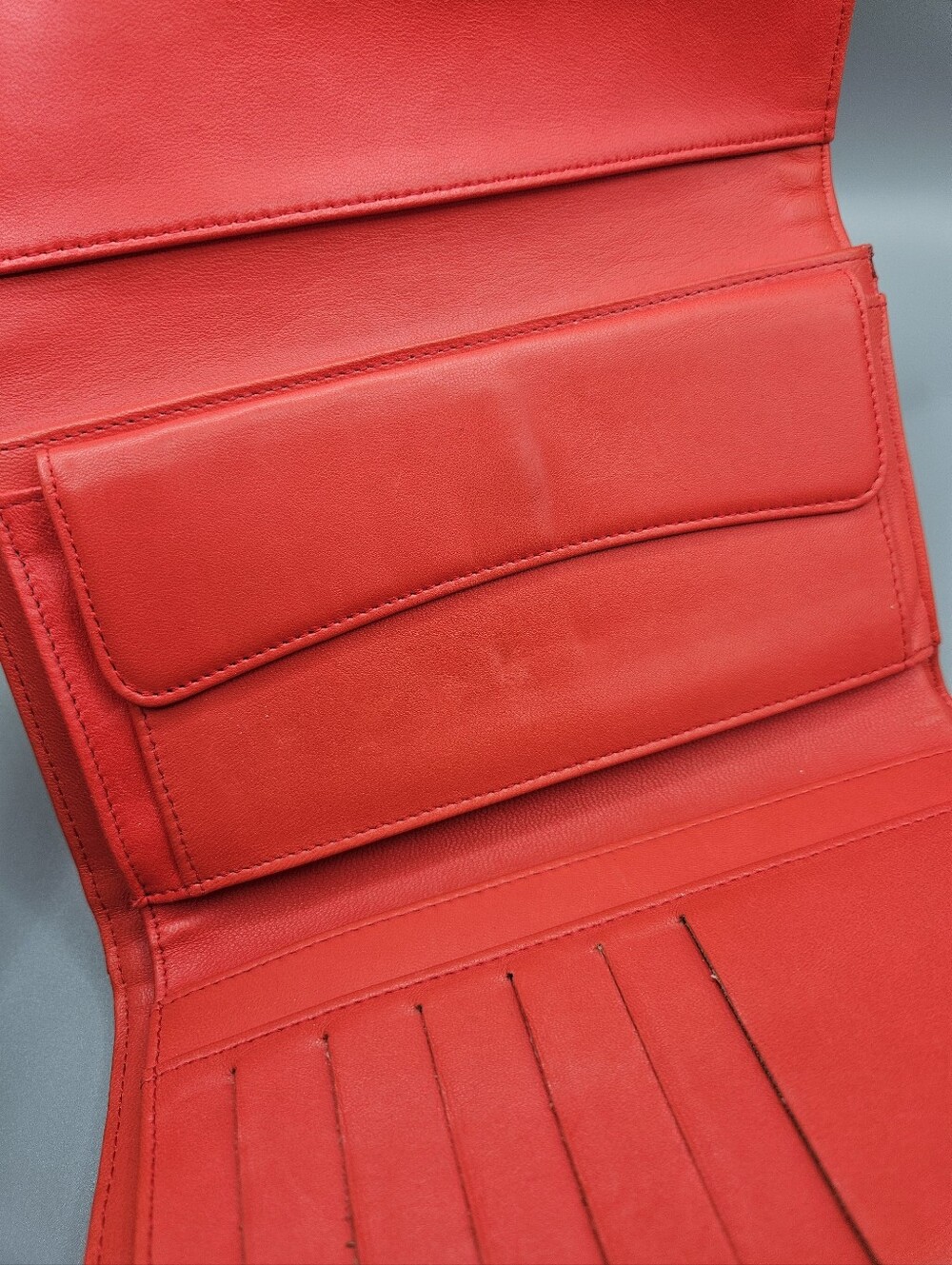 🌺Chanel Quilted Perforated Coral Red Leather Wallet/Clutch🌺 - Picture 14 of 16